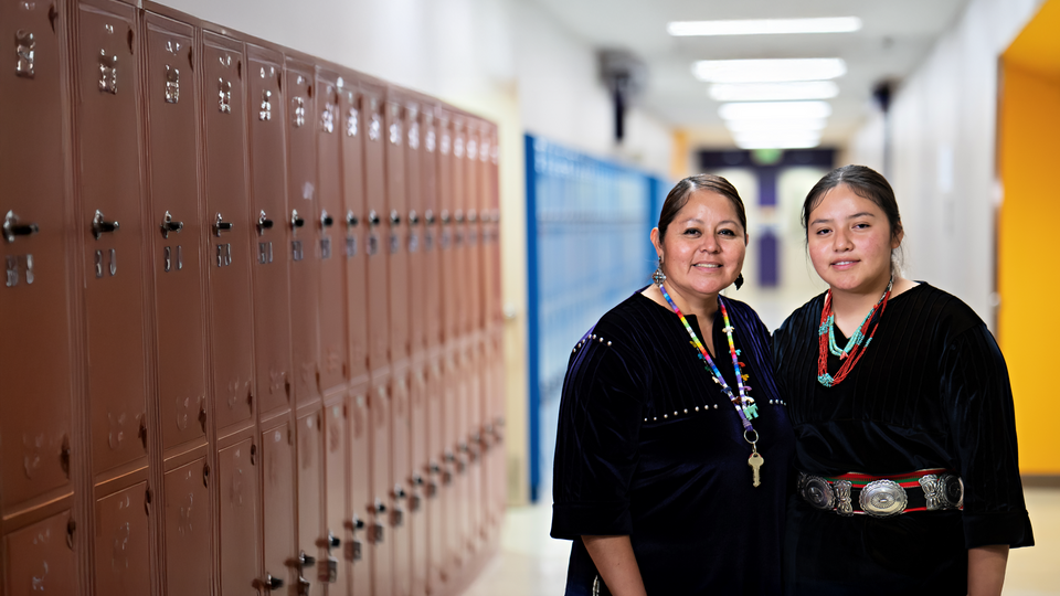 Two women in a school
